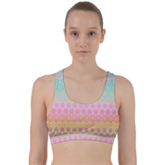 Boho Retro Pastel Floral Pattern Back Weave Sports Bra by SpinnyChairDesigns