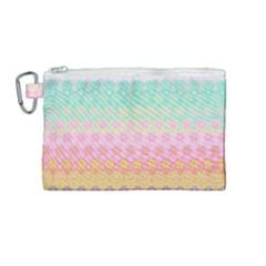 Boho Retro Pastel Floral Pattern Canvas Cosmetic Bag (medium)