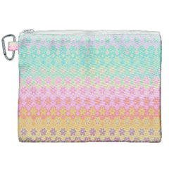 Boho Retro Pastel Floral Pattern Canvas Cosmetic Bag (xxl) by SpinnyChairDesigns