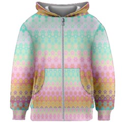 Boho Retro Pastel Floral Pattern Kids  Zipper Hoodie Without Drawstring by SpinnyChairDesigns