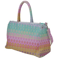 Boho Retro Pastel Floral Pattern Duffel Travel Bag by SpinnyChairDesigns