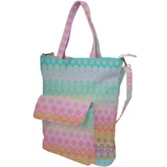 Boho Retro Pastel Floral Pattern Shoulder Tote Bag by SpinnyChairDesigns