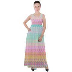 Boho Retro Pastel Floral Pattern Empire Waist Velour Maxi Dress by SpinnyChairDesigns