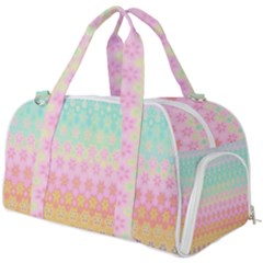 Boho Retro Pastel Floral Pattern Burner Gym Duffel Bag by SpinnyChairDesigns