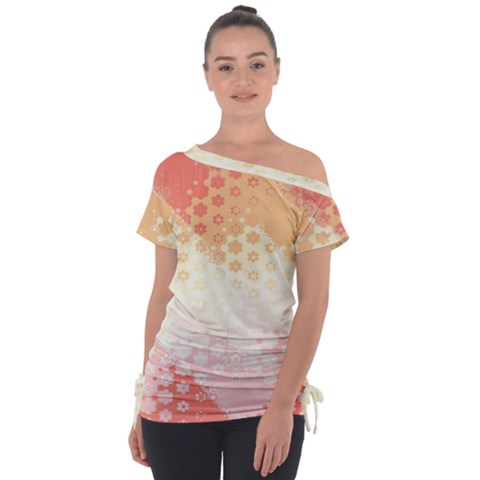 Abstract Floral Print Tie-up Tee by SpinnyChairDesigns