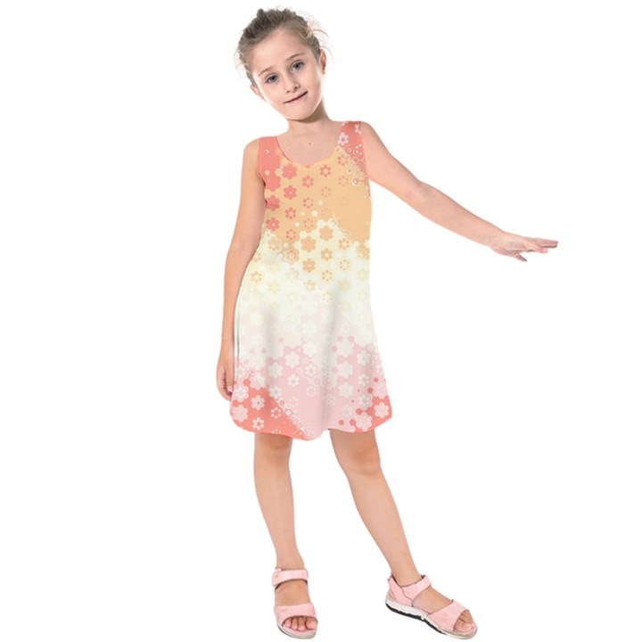 Abstract Floral Print Kids  Sleeveless Dress