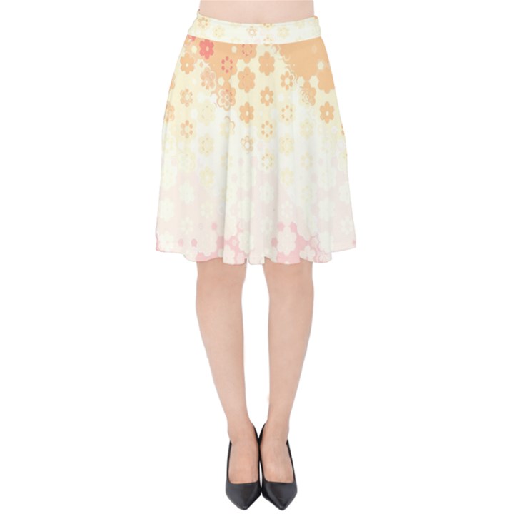 Abstract Floral Print Velvet High Waist Skirt