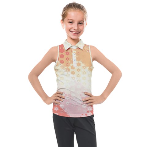 Abstract Floral Print Kids  Sleeveless Polo Tee by SpinnyChairDesigns