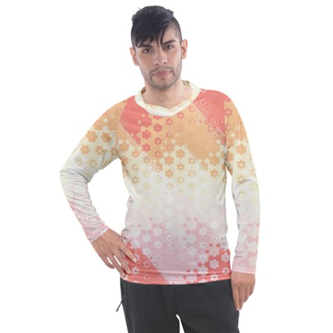 Abstract Floral Print Men s Pique Long Sleeve Tee by SpinnyChairDesigns