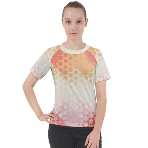 Abstract Floral Print Women s Sport Raglan Tee by SpinnyChairDesigns