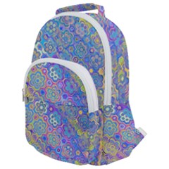 Boho Retro Wildflower Print Rounded Multi Pocket Backpack by SpinnyChairDesigns