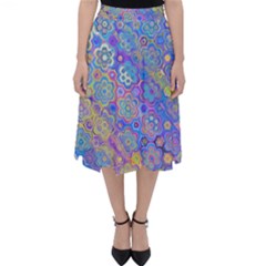 Boho Retro Wildflower Print Classic Midi Skirt by SpinnyChairDesigns