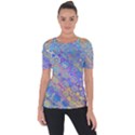 Boho Retro Wildflower Print Shoulder Cut Out Short Sleeve Top View1