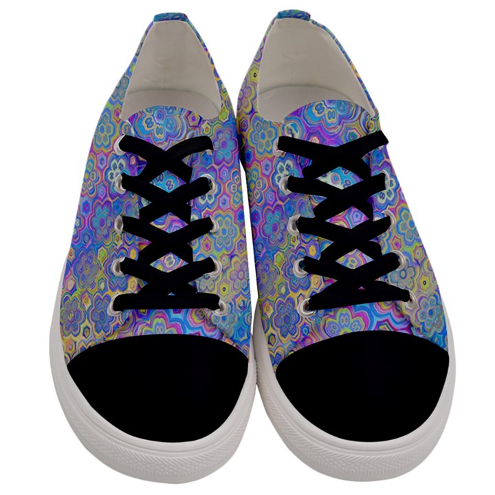 Boho Retro Wildflower Print Men s Low Top Canvas Sneakers