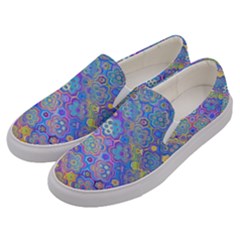 Boho Retro Wildflower Print Men s Canvas Slip Ons by SpinnyChairDesigns