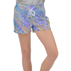 Boho Retro Wildflower Print Velour Lounge Shorts by SpinnyChairDesigns