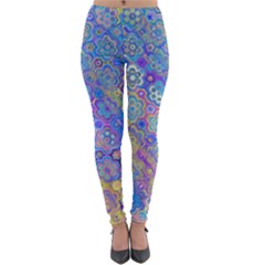 Boho Retro Wildflower Print Lightweight Velour Leggings by SpinnyChairDesigns