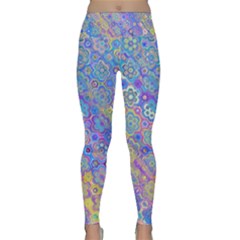 Boho Retro Wildflower Print Lightweight Velour Classic Yoga Leggings by SpinnyChairDesigns