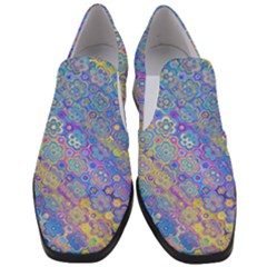 Boho Retro Wildflower Print Women Slip On Heel Loafers by SpinnyChairDesigns