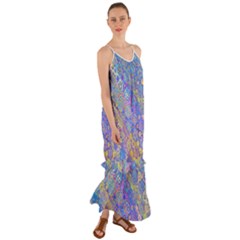 Boho Retro Wildflower Print Cami Maxi Ruffle Chiffon Dress by SpinnyChairDesigns