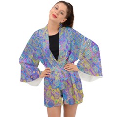 Boho Retro Wildflower Print Long Sleeve Kimono by SpinnyChairDesigns