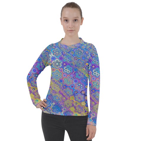 Boho Retro Wildflower Print Women s Pique Long Sleeve Tee by SpinnyChairDesigns