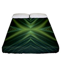 Abstract Green Stripes Fitted Sheet (queen Size) by SpinnyChairDesigns