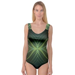 Abstract Green Stripes Princess Tank Leotard  by SpinnyChairDesigns