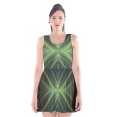 Abstract Green Stripes Scoop Neck Skater Dress by SpinnyChairDesigns