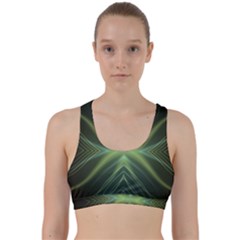 Abstract Green Stripes Back Weave Sports Bra by SpinnyChairDesigns