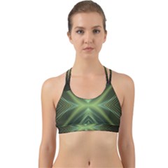 Abstract Green Stripes Back Web Sports Bra by SpinnyChairDesigns