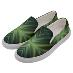 Abstract Green Stripes Men s Canvas Slip Ons by SpinnyChairDesigns