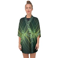 Abstract Green Stripes Half Sleeve Chiffon Kimono by SpinnyChairDesigns