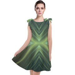 Abstract Green Stripes Tie Up Tunic Dress by SpinnyChairDesigns