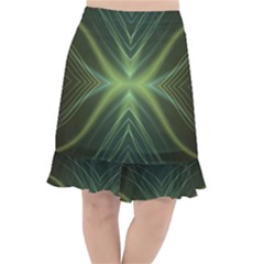 Abstract Green Stripes Fishtail Chiffon Skirt by SpinnyChairDesigns