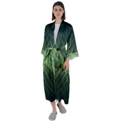 Abstract Green Stripes Maxi Satin Kimono by SpinnyChairDesigns