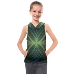 Abstract Green Stripes Kids  Sleeveless Hoodie by SpinnyChairDesigns