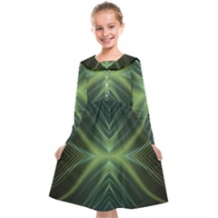 Abstract Green Stripes Kids  Midi Sailor Dress by SpinnyChairDesigns