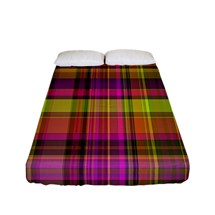 Pink Yellow Madras Plaid Fitted Sheet (Full/ Double Size)