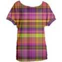 Pink Yellow Madras Plaid Women s Oversized Tee View1