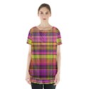 Pink Yellow Madras Plaid Skirt Hem Sports Top View1