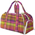 Pink Yellow Madras Plaid Burner Gym Duffel Bag View1