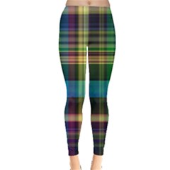 Colorful Madras Plaid Leggings  by SpinnyChairDesigns