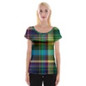 Colorful Madras Plaid Cap Sleeve Top View1