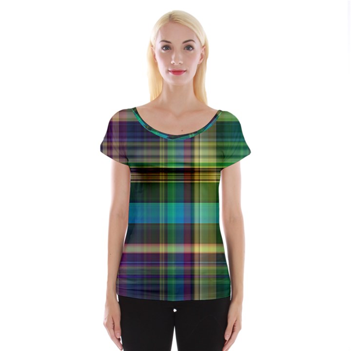 Colorful Madras Plaid Cap Sleeve Top