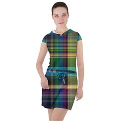 Colorful Madras Plaid Drawstring Hooded Dress by SpinnyChairDesigns