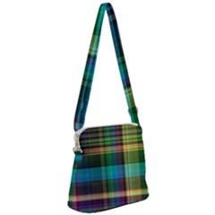 Colorful Madras Plaid Zipper Messenger Bag by SpinnyChairDesigns