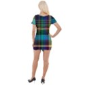 Colorful Madras Plaid Short Sleeve Asymmetric Mini Dress View2