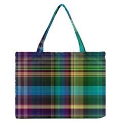 Colorful Madras Plaid Zipper Medium Tote Bag by SpinnyChairDesigns