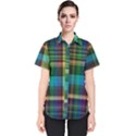 Colorful Madras Plaid Women s Short Sleeve Shirt View1